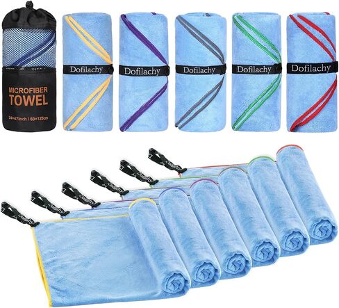 Dofilachy 6 Pack Camping Towel - Camping Towels Quick Dry Towel Microfiber Travel Sports Towel for Camp Bath Beach Swim, Large 24" x 48" in Saudi Arabia