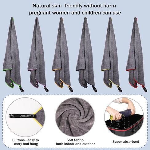 Dofilachy 6 Pack Camping Towel - Camping Towels Quick Dry Towel Microfiber Travel Sports Towel for Camp Bath Beach Swim, Large 24" x 48" in Saudi Arabia