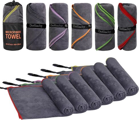 Dofilachy 6 Pack Camping Towel - Camping Towels Quick Dry Towel Microfiber Travel Sports Towel for Camp Bath Beach Swim, Large 24" x 48" in Saudi Arabia