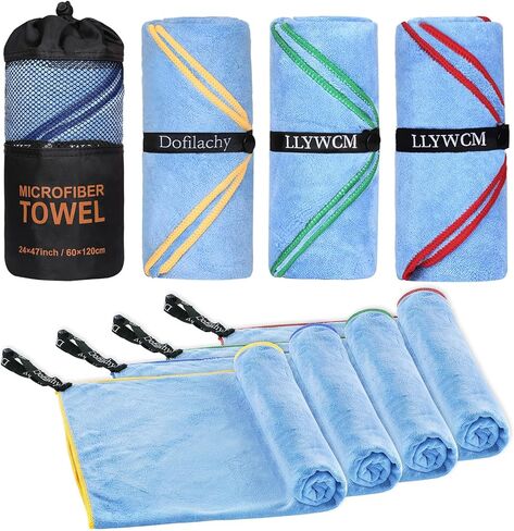 Dofilachy 6 Pack Camping Towel - Camping Towels Quick Dry Towel Microfiber Travel Sports Towel for Camp Bath Beach Swim, Large 24" x 48" in Saudi Arabia