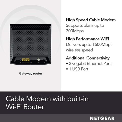 Netgear C6250-100NAS AC1600 (16x4) مجموعة مودم كابل WiFi (C6250) DOCSIS 3.0 معتمد لـ Xfinity Comcast، Time Warner Cable، Cox، المزيد (متجدد) in Kuwait