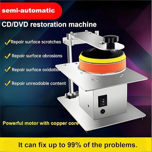 DVD/CD Repair Cleaning Machine, Semi-Automatic Disc Polisher Machine, with 2 Polishing Cotton, 7 Speed Adjustable - Max 6000r/min, for Disc/Scratch Repair & Data Recovery in Saudi Arabia