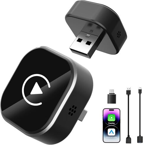Wireless CarPlay & Android Auto Adapter: 2026 Upgraded Mini Plug & Play CarPlay Dongle - Convert Wired to Wireless - Fast Stable Connection, No Delay for for iOS 10+ & Android 11+, 2017+ Cars in Kuwait