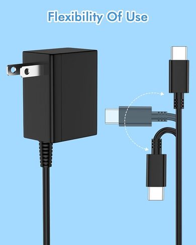 شاحن سريع 39 وات متوافق مع نينتندو سويتش لايت OLED Steam/Switch 1 2 USB C نوع C 5FT AC محول سلك إمداد الطاقة - يدعم وضع التلفزيون/الهاتف المحمول/الكمبيوتر اللوحي in Kuwait