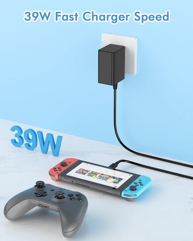 شاحن سريع 39 وات متوافق مع نينتندو سويتش لايت OLED Steam/Switch 1 2 USB C نوع C 5FT AC محول سلك إمداد الطاقة - يدعم وضع التلفزيون/الهاتف المحمول/الكمبيوتر اللوحي in Kuwait