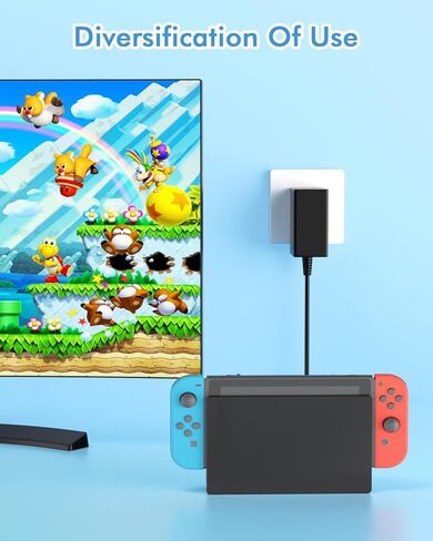 شاحن سريع 39 وات متوافق مع نينتندو سويتش لايت OLED Steam/Switch 1 2 USB C نوع C 5FT AC محول سلك إمداد الطاقة - يدعم وضع التلفزيون/الهاتف المحمول/الكمبيوتر اللوحي in Kuwait