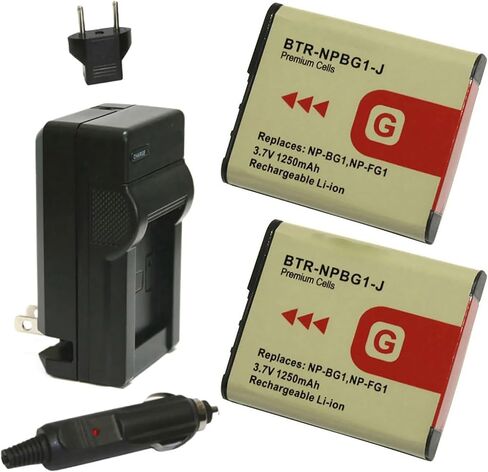 Replacement Battery for Sony Cyber-Shot DSC-W170 (2-Pack, 1250mAh) and Charger in Saudi Arabia