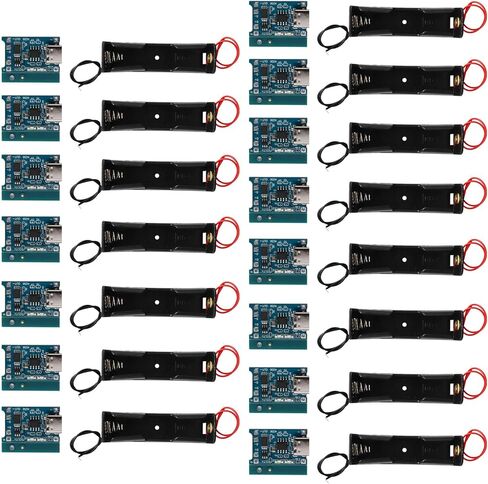 5 عبوات TP4056 18650 وحدة شاحن بطارية ليثيوم + 5 قطع حامل بطارية، شاحن USB من النوع C حماية مزدوجة للوحة الشحن لعشاق الإلكترونيات/التكنولوجيا التي تصنعها بنفسك in Kuwait