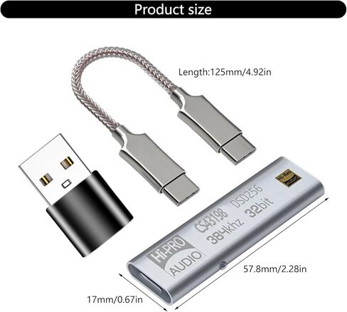 مضخم ضوت سماعات الأذن CS43198 USB C دونغل DSD64-258 فك 32 بت 384 كيلو هرتز فك نوع C إلى 3.5 مللي متر محول HiFi مكبر للصوت in Saudi Arabia
