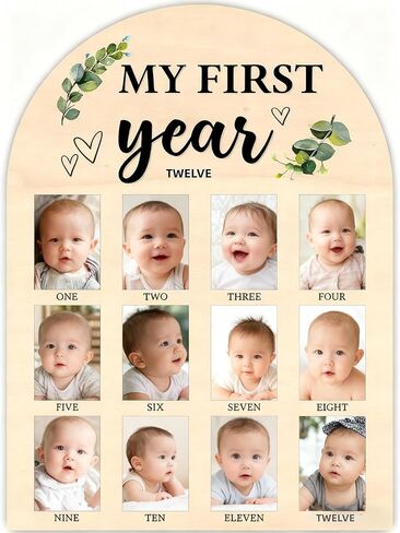 My First Year Picture Frame Board, Baby's First Year Picture Frame 12 Month Milestone Board, Strawberry Berry Nursery Decoration, Birthday Baby Memorial Kindergarten Decoration Gifts for Boys Girls, Keepsake Gifts for New Moms and Nursery Decorations 2x3  in Kuwait