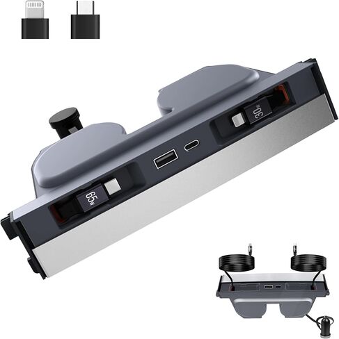 65W USB Charger Hub لـ Tesla Model Y Juniper 2025،2026 إكسسوارات-مركز شحن سريع 4 شحن مع غطاء منزلق ، محور شاحن الهاتف القابل للسحب ، محطة الإرساء لـ Tesla Model 3 Highland 2024-2026 in Kuwait