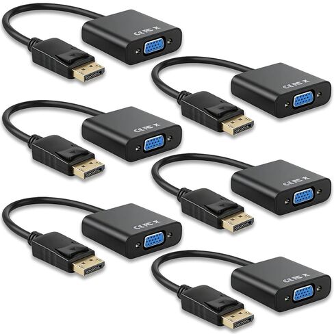DisplayPort (DP) to VGA Adapter, Gold-Plated 1080P@60Hz (Male to Female) for Laptop, Desktop, PC, Monitor & More(6 Pack) in Kuwait