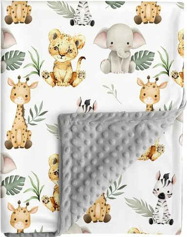 بطانية أطفال من Safari Jungle Animals، بطانيات محايدة للجنسين للأطفال حديثي الولادة من الفتيات أو الأولاد، بطانية بطبقة مزدوجة مع دعامة منقط ومطبوعة على شكل حيوانات (حيوان 1) in Saudi Arabia