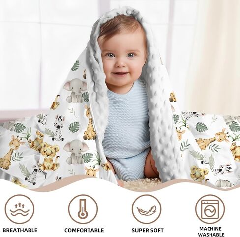 بطانية أطفال من Safari Jungle Animals، بطانيات محايدة للجنسين للأطفال حديثي الولادة من الفتيات أو الأولاد، بطانية بطبقة مزدوجة مع دعامة منقط ومطبوعة على شكل حيوانات (حيوان 1) in Saudi Arabia