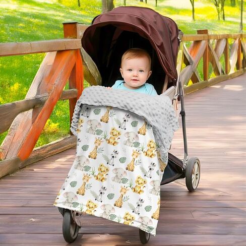 بطانية أطفال من Safari Jungle Animals، بطانيات محايدة للجنسين للأطفال حديثي الولادة من الفتيات أو الأولاد، بطانية بطبقة مزدوجة مع دعامة منقط ومطبوعة على شكل حيوانات (حيوان 1) in Saudi Arabia