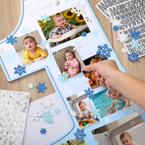 My First Year Photo Frame Board Winter Onederland 1st Birthday Decor Snowflake Picture Frame 12 Monthly Photo Display DIY One Year Newborn Keepsake Gifts Snowflake Nursery Birthday Decor in Saudi Arabia