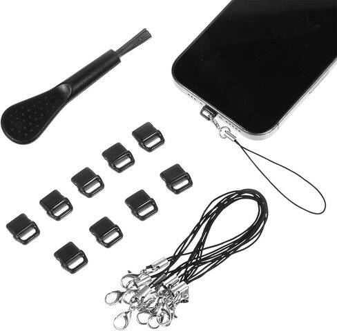10 مجموعات من غطاء قابس USB C للهاتف الأسود، قابس غبار USB C مع فرشاة تنظيف حبل التبويب، غطاء منفذ شحن الهاتف USB-C لجميع أجهزة منافذ النوع C in Kuwait