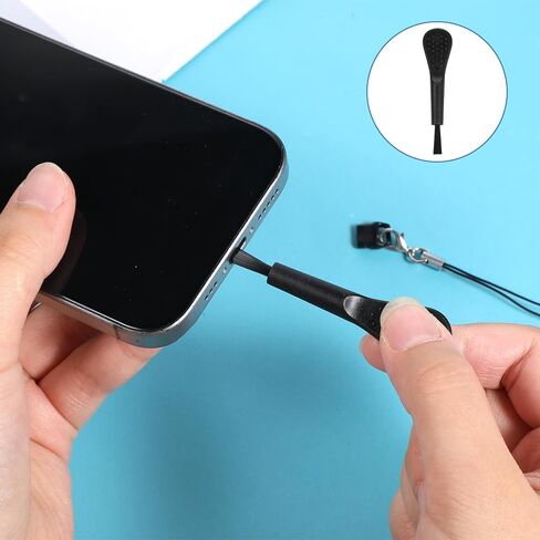 10 مجموعات من غطاء قابس USB C للهاتف الأسود، قابس غبار USB C مع فرشاة تنظيف حبل التبويب، غطاء منفذ شحن الهاتف USB-C لجميع أجهزة منافذ النوع C in Kuwait