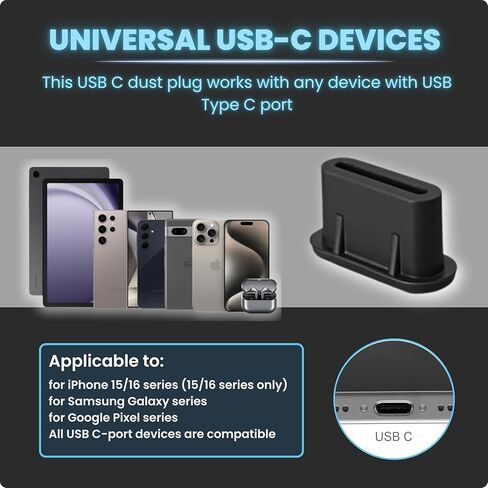 USB C Dust Plug Set 3-in-1 with Cleaning Brush, Phone Speaker Cleaner, Type-C Port Covers, Charging Port Cleaner Tool, iPhone Cleaning Kit & Phone Cleaner Accessories for Ports & Speaker Mesh in Saudi Arabia