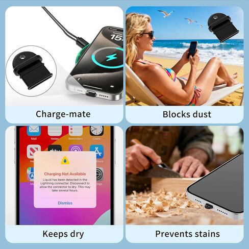 غطاء قابس غبار USB C، قابس منفذ شحن من النوع C، لهاتف iPhone 16,15، Galaxy S24–S8، Kindle، Pixel، Steam Deck، أجهزة iPad ونوع C - غطاء شاحن، واقي منفذ USB، مع فرشاة سوداء (10 عبوات) in Kuwait