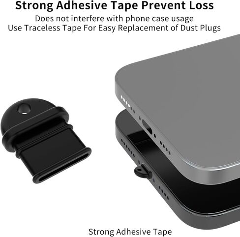 غطاء قابس غبار USB C، قابس منفذ شحن من النوع C، لهاتف iPhone 16,15، Galaxy S24–S8، Kindle، Pixel، Steam Deck، أجهزة iPad ونوع C - غطاء شاحن، واقي منفذ USB، مع فرشاة سوداء (10 عبوات) in Kuwait