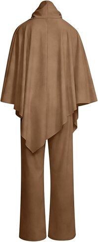 Women's 2 Piece Outfits Turtleneck Shawl Batwing Knitting Tops Cape Poncho Top and Wide Leg Pants Elegant Drape in Saudi Arabia