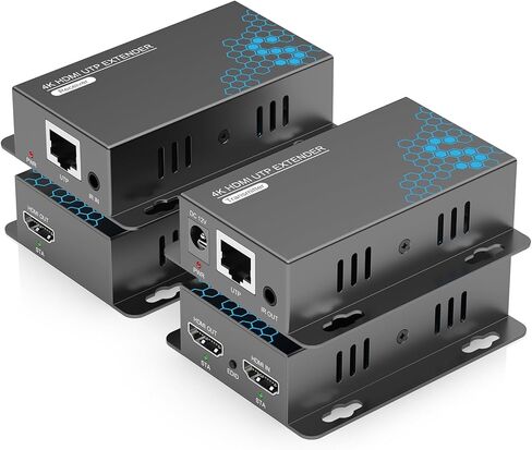 موسع HDMI 4K عبر إيثرنت CAT5 CAT6 CAT7 حتى 230 قدمًا، مع الأشعة تحت الحمراء، حلقة للخارج، POC، EDID، 4K@30 هرتز 1080P @60 هرتز كامل HD توزيع إشارة HDMI جهاز استقبال مع فتحات، سهل التركيب in Saudi Arabia