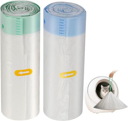 40 Pack Heavy-Duty Cat Litter Box Liners,For R4/3 and most Automatic Self-Cleaning Litter Boxes,Thick Leakproof Drawstring Cat Litter Bags (25.2" x 15.8") in Kuwait