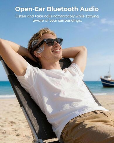 AI Smart Camera Glasses, 1080P HD Video + 8MP Photo, Bluetooth Open Ear Music & Calls, Interchangeable Sunglasses/Clear Lenses, No Subscription, for Travel & Vlogging in Saudi Arabia