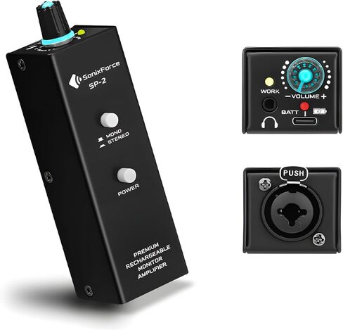 Rechargeable Headphone Amp with XLR/TRS Input & 3.5mm Output, Stereo/Mono Switch for in-Ear Monitor, Drummers, Guitar, Musicians, Keyboardists (Personal Analog Headphone Amplifier) in Kuwait