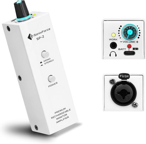 Rechargeable Headphone Amp with XLR/TRS Input & 3.5mm Output, Stereo/Mono Switch for in-Ear Monitor, Drummers, Guitar, Musicians, Keyboardists (Personal Analog Headphone Amplifier) in Saudi Arabia