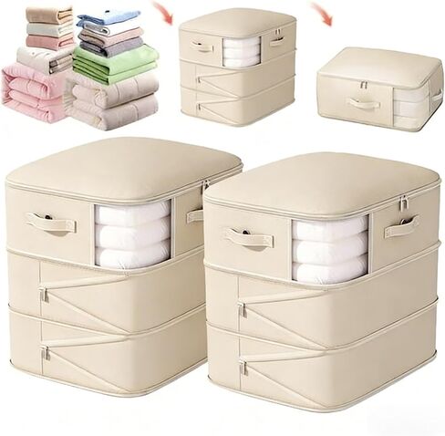 Large Capacity Self Compression Comforter Storage Bag 2 pack & Clothing Storage with Visual Window, Machine Washable in Saudi Arabia