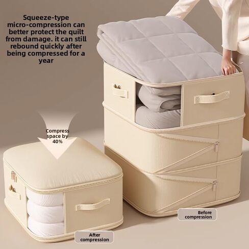 Large Capacity Self Compression Comforter Storage Bag 2 pack & Clothing Storage with Visual Window, Machine Washable in Saudi Arabia
