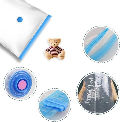 Oversized vacuum bag clothes with valve storage bag transparent border folding compression storage bag space-saving sealed bag(Manual,80X120 CM) in Saudi Arabia
