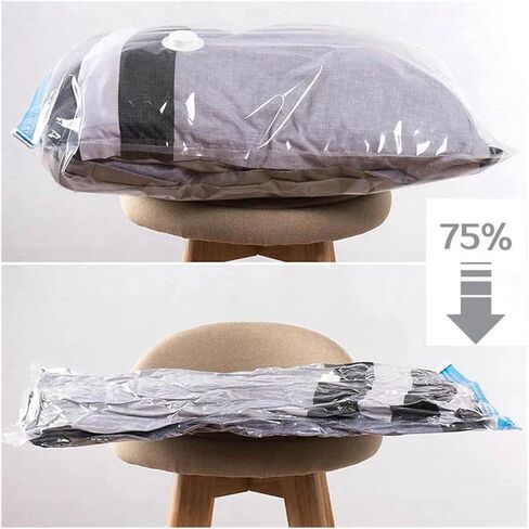 Oversized vacuum bag clothes with valve storage bag transparent border folding compression storage bag space-saving sealed bag(Manual,80X120 CM) in Saudi Arabia