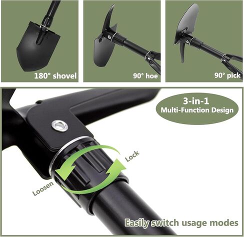 Folding Camping Shovel 2 Pack – Heavy Duty Carbon Steel Survival Shovels, 3-in-1 Tactical Military Shovel with Pick & Hoe, Portable Collapsible Shovel for Camping, Car, Hiking, Off-Road, Black in Saudi Arabia