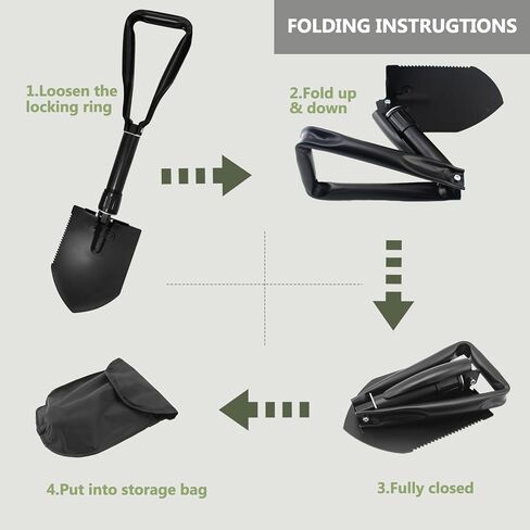 Folding Camping Shovel 2 Pack – Heavy Duty Carbon Steel Survival Shovels, 3-in-1 Tactical Military Shovel with Pick & Hoe, Portable Collapsible Shovel for Camping, Car, Hiking, Off-Road, Black in Saudi Arabia