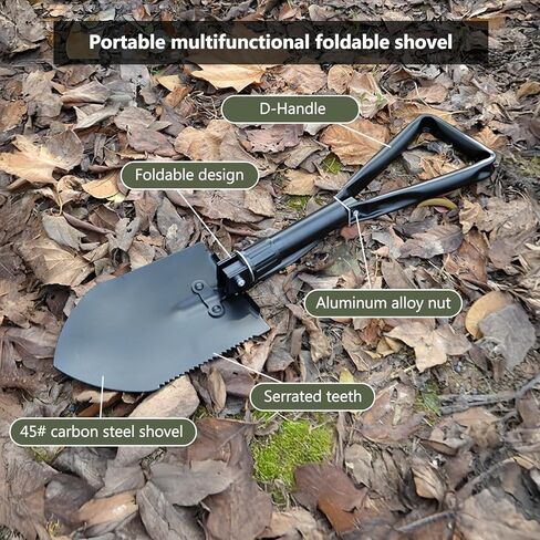 Folding Camping Shovel 2 Pack – Heavy Duty Carbon Steel Survival Shovels, 3-in-1 Tactical Military Shovel with Pick & Hoe, Portable Collapsible Shovel for Camping, Car, Hiking, Off-Road, Black in Saudi Arabia