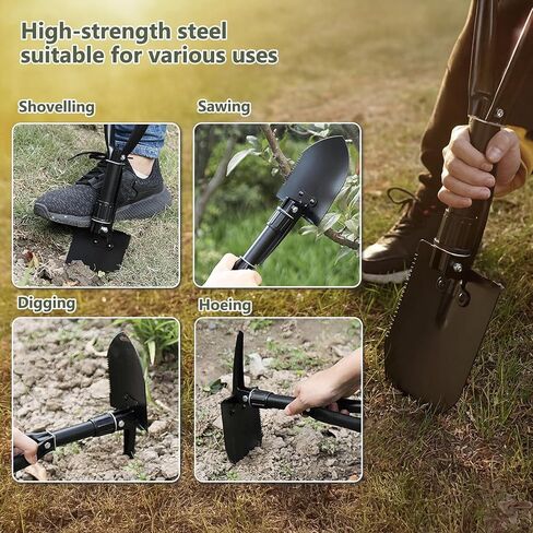 Folding Camping Shovel 2 Pack – Heavy Duty Carbon Steel Survival Shovels, 3-in-1 Tactical Military Shovel with Pick & Hoe, Portable Collapsible Shovel for Camping, Car, Hiking, Off-Road, Black in Saudi Arabia