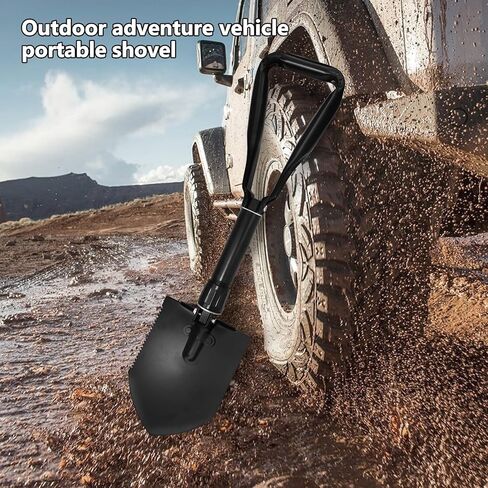 Folding Camping Shovel 2 Pack – Heavy Duty Carbon Steel Survival Shovels, 3-in-1 Tactical Military Shovel with Pick & Hoe, Portable Collapsible Shovel for Camping, Car, Hiking, Off-Road, Black in Saudi Arabia