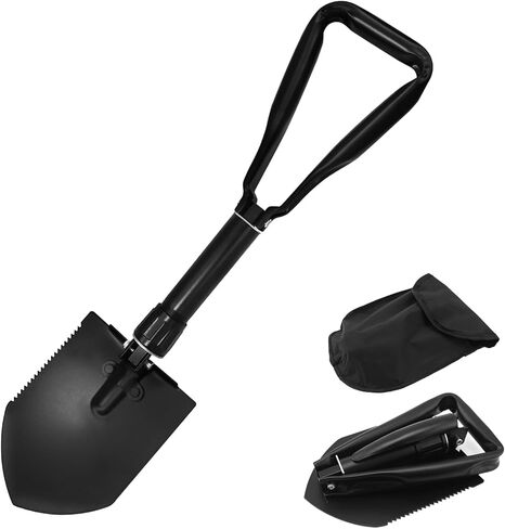 مجرفة تخييم قابلة للطي مكونة من قطعتين - مجارف نجاة من الفولاذ الكربوني شديدة التحمل، مجرفة عسكرية تكتيكية 3 في 1 مع معول ومجرفة، مجرفة محمولة قابلة للطي للتخييم والسيارة والمشي لمسافات طويلة والطرق الوعرة باللون الأسود in Kuwait