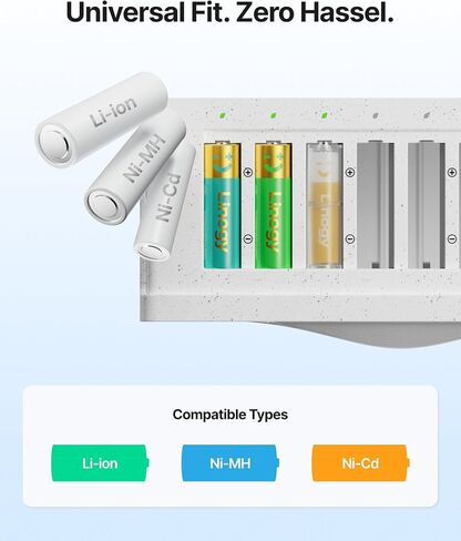 بطاريات AA AAA ذات 8 فتحات قابلة لإعادة الشحن مع محطة شحن البطارية واختبارها مع تخزين تلقائي للإسقاط، شاحن بطارية ذكي من الليثيوم NiMH NiCd، شاشة حبر إلكتروني ذكية، اكتشاف البطاريات السيئة، 3 ساعات C in Kuwait