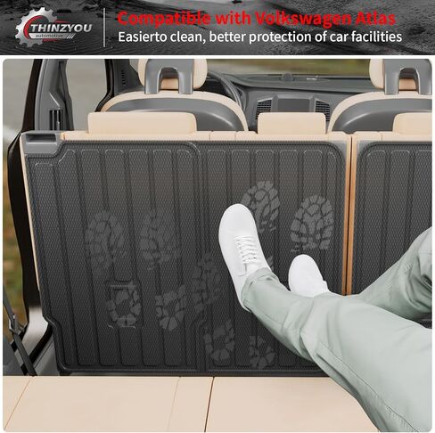 حصيرة الركلة متوافقة مع 2018-2025 2026 فولكس فاجن أطلس (ليس للرياضة المتقاطعة) بطانة صندوق السيارة وبطانة البضائع وغطاء المقعد الخلفي 2024 ملحقات فولكس فاجن أطلس (حصيرة مسند الظهر للصف الثاني) in Kuwait