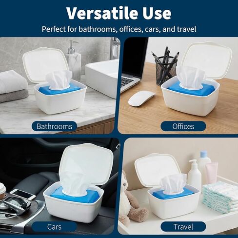 2 عبوة مناديل مبللة متوافقة مع كوتونيل - موزع مناديل مبللة، حامل مناديل قابل لإعادة الملء يحافظ على المناديل نظيفة ومنعشة، سهل الوصول بيد واحدة، تصميم بسيط لأي ديكور حمام in Kuwait