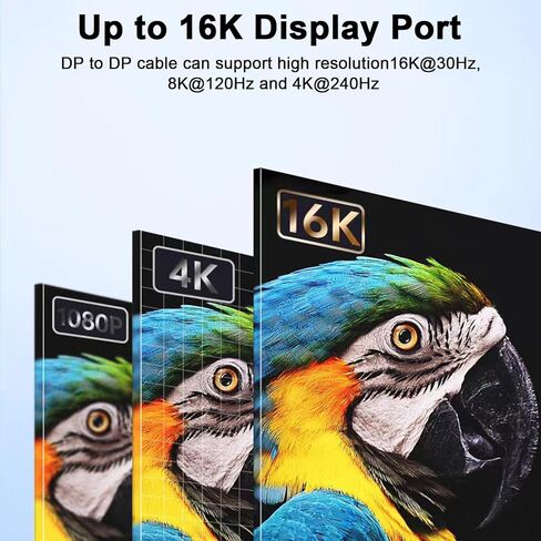Poyiccot 80Gbps Displayport Cable 2.1 2FT, 16K@60Hz, 8K@120Hz, 4K@240Hz, DP 2.1 Cable 16K Braided Cord, Support DP 2.1 80Gbps HDR, DSC, for FreeSync G-Sync Gaming Monitor 4090 7900xtx in Saudi Arabia