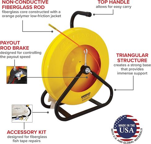 Jameson 10-316-300 Little Buddy Electrical Fish Tape Duct Rodder with 300 Feet of Fiberglass 3/16-inch Rod in Saudi Arabia