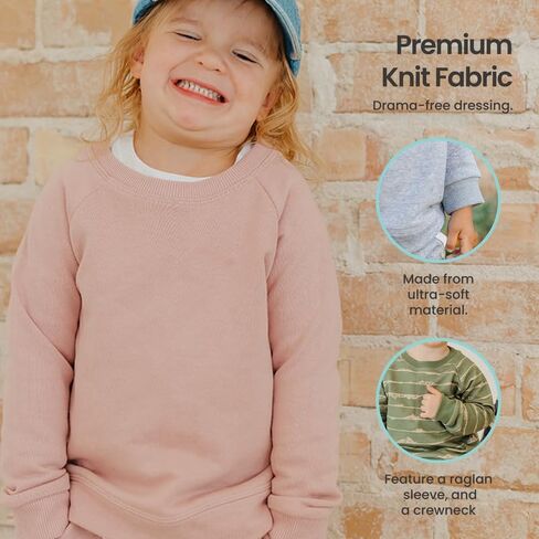 Copper Pearl Crew Sweatshirt: Ultra-Soft Gender Neutral Toddler Sweatshirt, Perfect Cozy, Classic Fit Baby Sweatshirt for Baby Boy Clothes and Baby Girl Clothes - Parker, 2T in Saudi Arabia