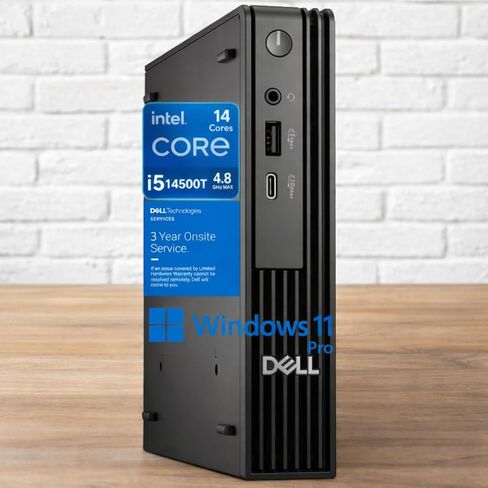 Dell Pro Micro QCM1250 Mini Desktop (New OptiPlex), 14th Gen i5-14500T (14 Cores, Up to 4.8GHz), 16GB DDR5, 512GB PCIe SSD, HDMI+DP Dual Monitor Support, USB-C, Wi-Fi, Wireless KB & Mouse, Win 11 Pro in Saudi Arabia