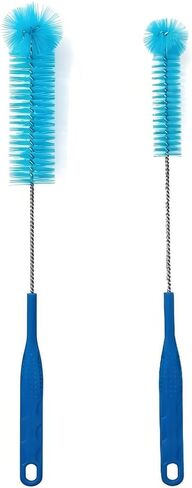 15.5 Inch Long Bottle Brush with 360° Rotating Head - Soft Bristles for Washing Glass, Narrow Neck Bottles, Wine Bottles, Vase, Hummingbird Feeder, Dishwasher Hose & Aquarium Tube, 2 Pack in Kuwait