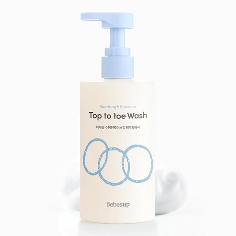 BEBESUP- Head to Toe Wash Baby Shampoo | Korean Skincare for Sensitive & Atopic Skin Organic Rice Cera Biome Hypoallergenic Coconut-Derived Cleanser Head to Toe Use 10.14 fl oz in Saudi Arabia